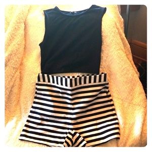 High waisted shorts and crop top